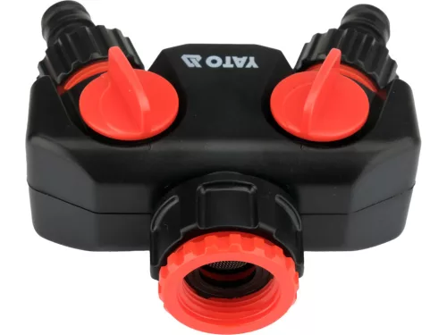 YATO  Kétágú csapelosztó 3/4”–1”, két tömlőcsatlakozáshoz, locsoló tömlőhöz (YT-89100)