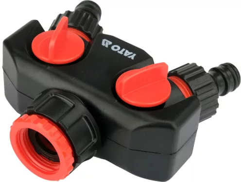 YATO  Kétágú csapelosztó 3/4”–1”, két tömlőcsatlakozáshoz, locsoló tömlőhöz (YT-89100)