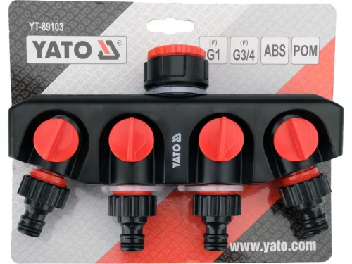 YATO Locsoló tömlő elosztó csapos csatlakozó, 4 kimenettel 3/4"-1" (YT-89103)